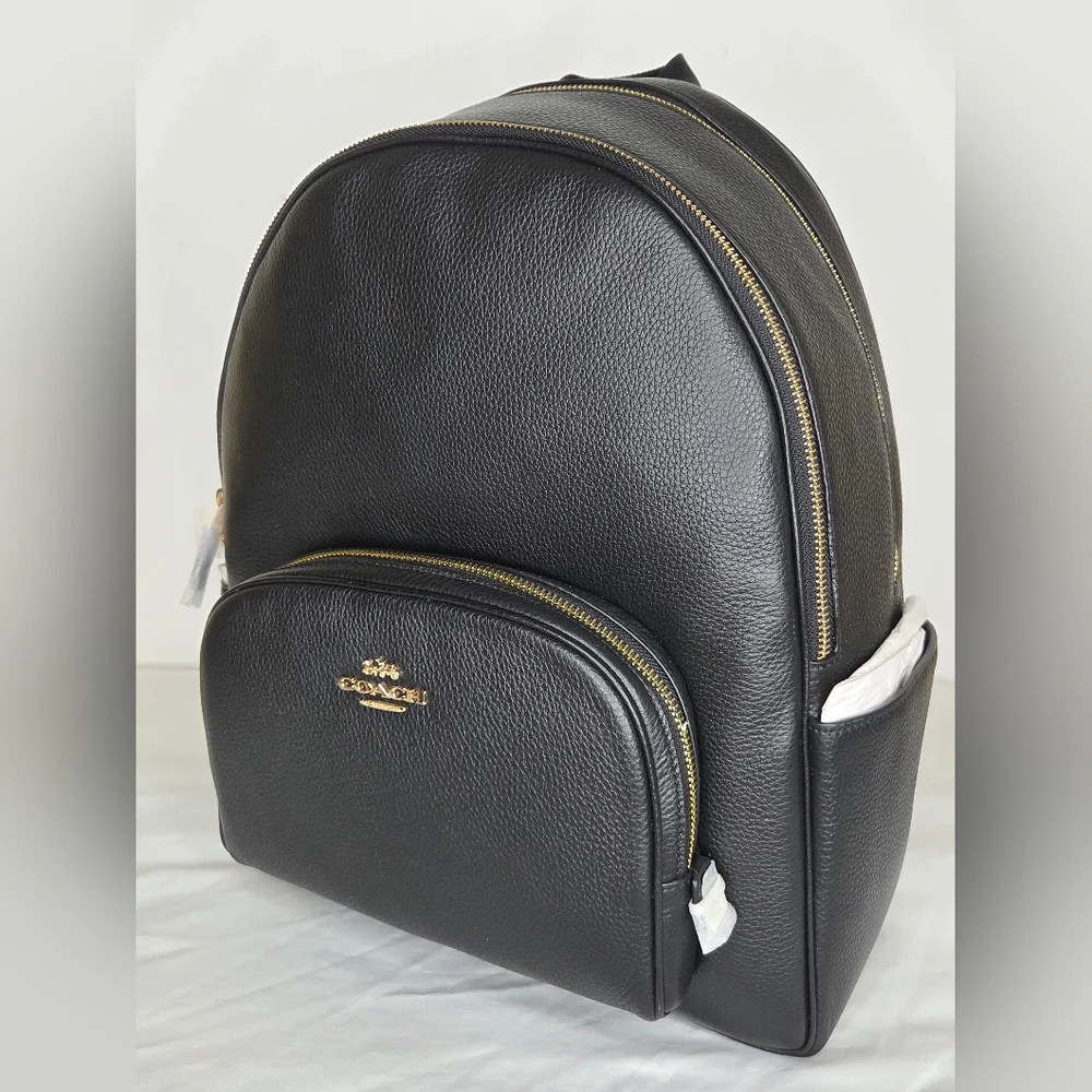 NWT Coach Black Leather Court Backpack In Large - Picture 2 of 16
